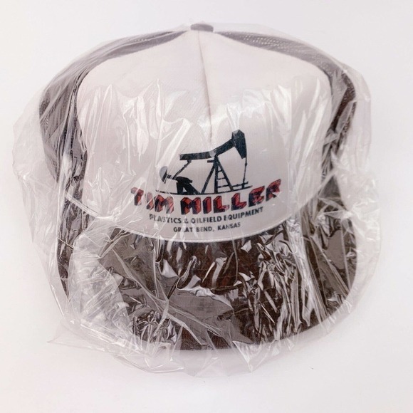 VINTAGE New in Plastic Tim Miller Oilfield Kansas Mesh Trucker Hat Cap - Picture 1 of 4